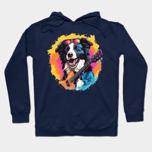 Strumming Collies: Border Collie Rockstar with a Guitar Hoodie